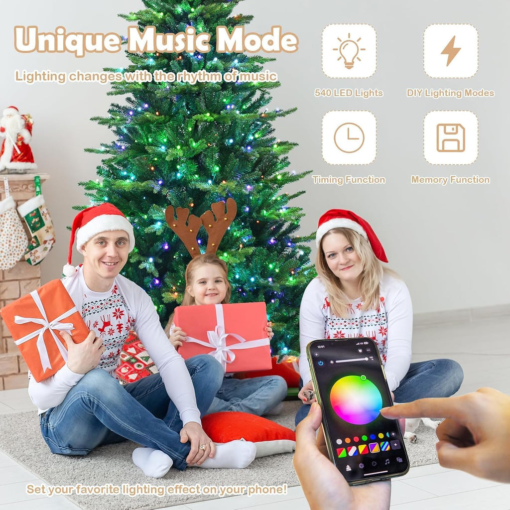 Pre-lit Christmas Tree with 540 LED Lights, APP Controlled Xmas Tree with Color Changing Lights & 2324 Branch