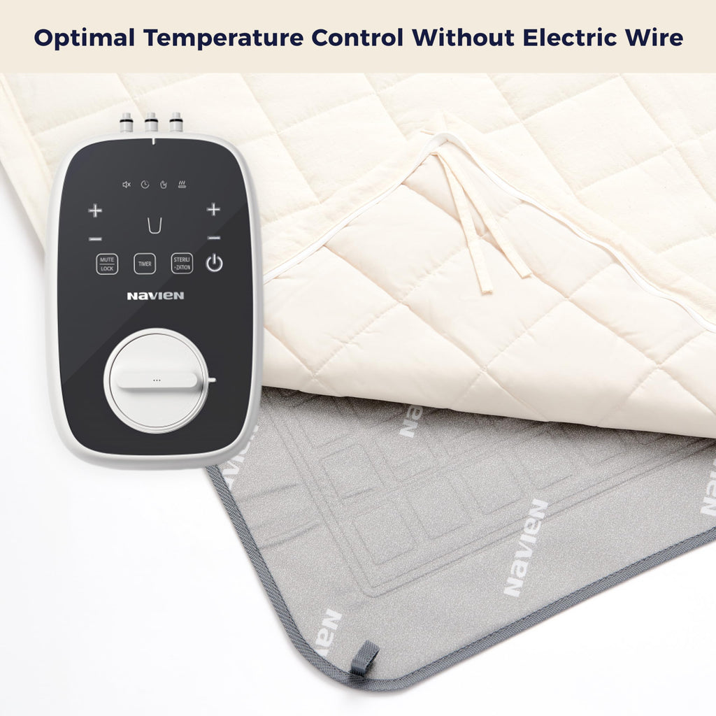EQM350 Water Heated Mattress Pad Queen Size, Fast Heating Water Bed Warmer, Dual-Zone Temp Control, Low EMF, Water