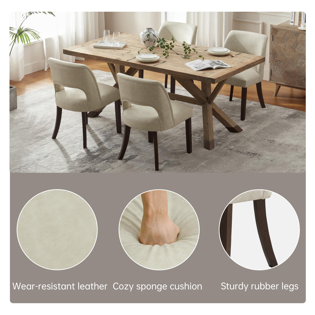 Modern Set of 4 with Rubberwood Legs, Beige