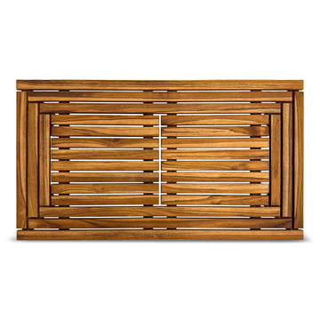 Teak Shower Mat, Wood Bath Floor Mat, 35.4 x 20 in, Pre-Oiled