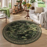 Circle Rug Impressionist-Style Vintage 8ft Round Rug Non Slip Low Pile Small Circular for Bedroom Ba