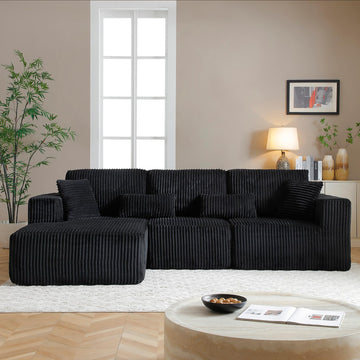 108" Boneless Cloud Sectional Couches, Comfy Fluffy L Shaped Memory Foam Deep Seat Boneless Couch, Modular Sectional