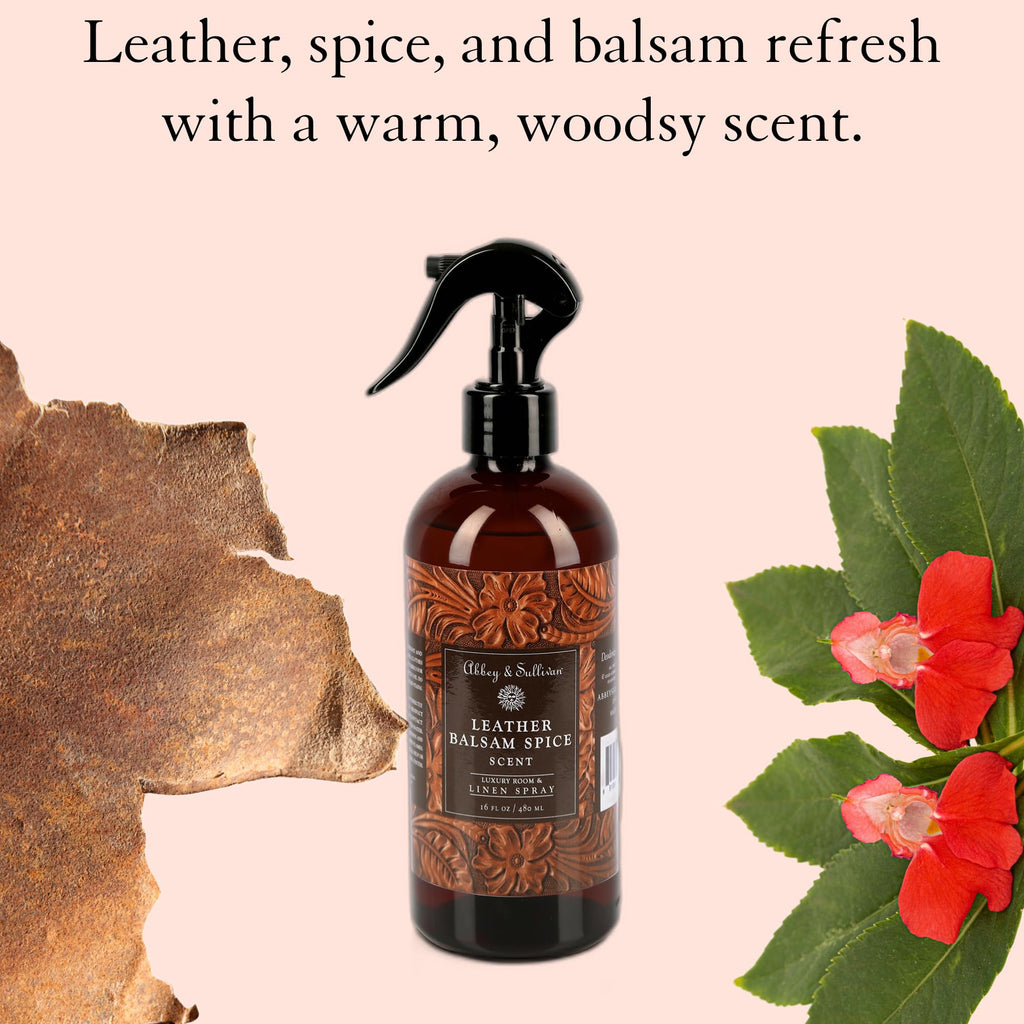 Linen Spray, Leather Balsam Spice, 16 oz.