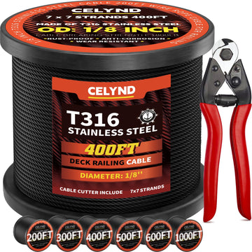 Black Stainless Steel Cable for Railing - 1/8" T316 Wire Rope
