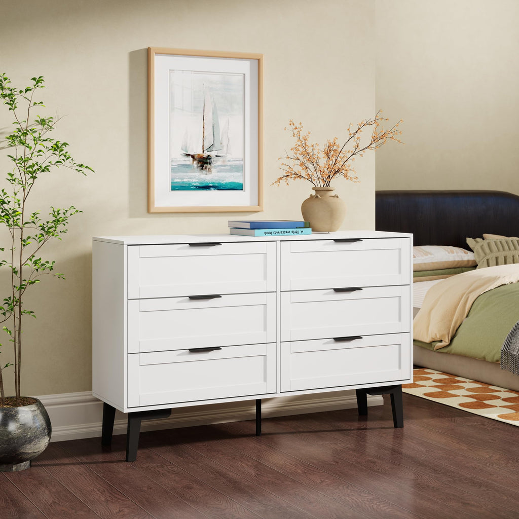 6 Drawer Modern White Chest of Drawers