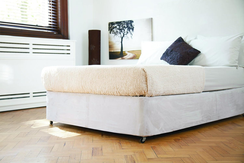 Faux Suede Box Spring Cover (Linen, King/Cal King/Olympic Queen) | Transform Your Bed with This Fully Elasticated