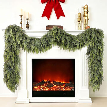 Deluxe 9 FT Artificial Christmas Cedar Garland 240 Large Leaves