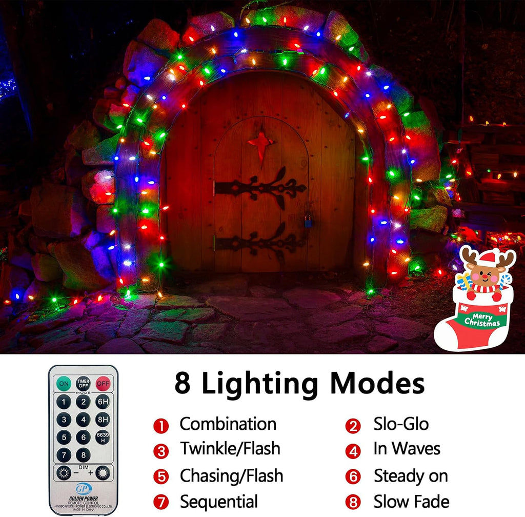 50FT 1000LED Cluster Christmas Lights with Remote, Multicolor