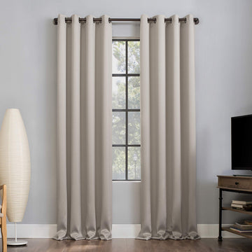 Nordic 2-pack Theater Grade Extreme 100% Blackout Grommet Curtain Panel Pair, 52" x 84", Stone