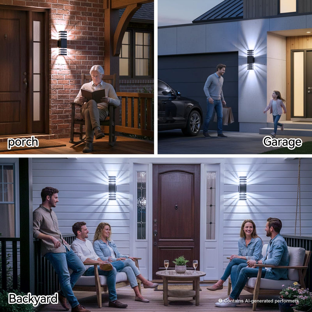 Outdoor Wall Light Fixtures, Up and Down Exterior Lighting Fixtures, Black Wall Sconce Modern Porch Lights Outdoor