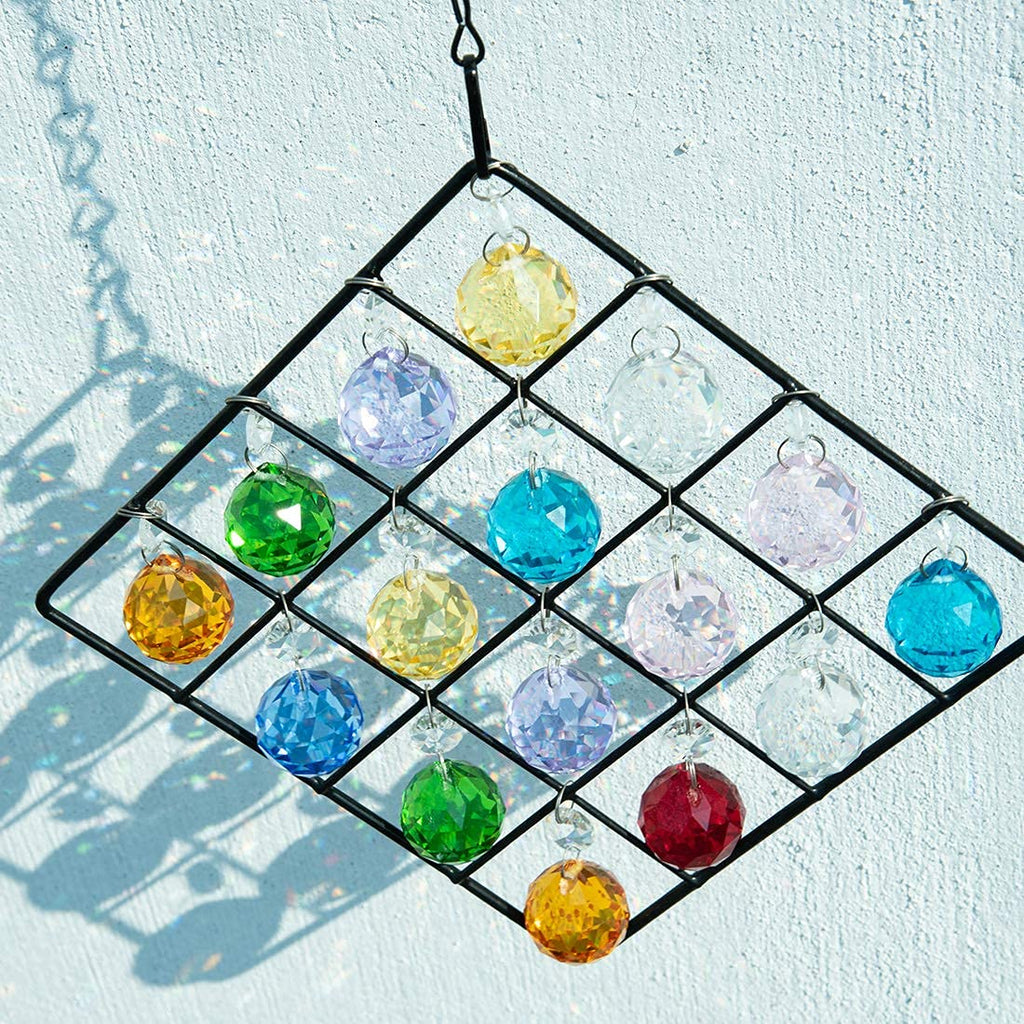 Colorful Crystal Ornaments - Metal Crystal Garden Pendant Rainbow Crystal Ornament Crystal Ball Prism for Window