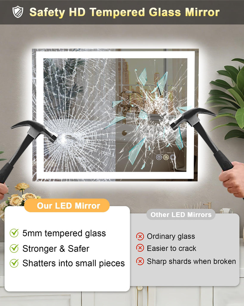 60x36 LED Bathroom Mirror, 6000LM, Separate Front and Back Lights