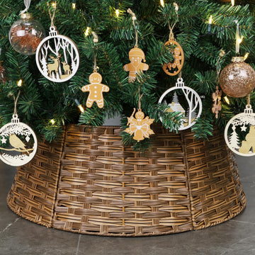 Christmas Tree Collar, Plastic Rattan Xmas Tree Ring, Round Farmhouse Christmas Tree Collar, Christmas Tree Skirt for