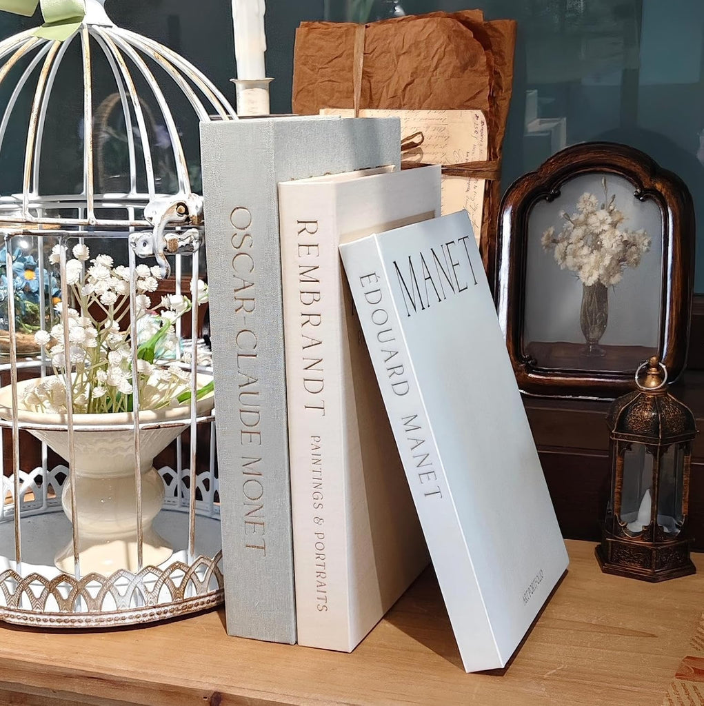 Decorative Books Decor - Set of 3 Fake Faux Books for Coffee Table Decor, Linen Fake Book for Decoration, Aesthetic
