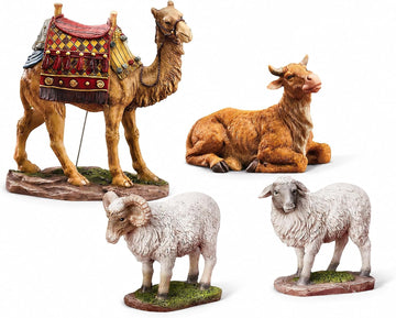 Four Piece Animal Set for Outdoor Christmas Nativity Scene - 37" Tall, Colorful High-Resolution, Sturdy 22 Gauge