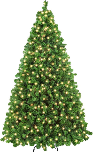 7.5ft Prelit Artificial Christmas Tree with 550 Warm White Lights | 1284 PVC Branch Tips Look Full and Lifelike on a