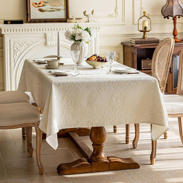 Elegant Damask Tablecloths, 57x70 Inch Vintage Floral Jacquard Table Cloth, Waterproof/Wrinkle Resis