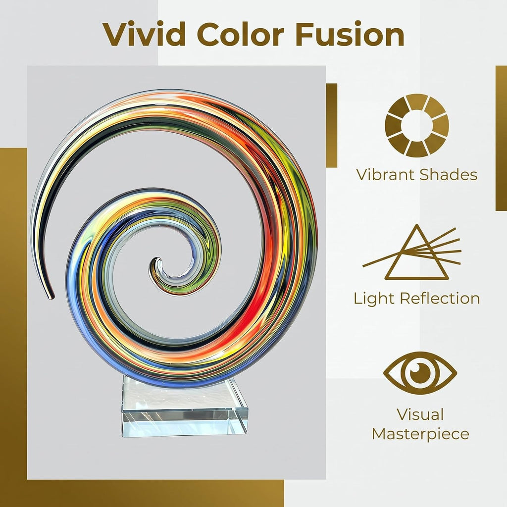 8.5" Blown Glass Sculpture - Multicolored Swirl Art Design - Set of 100