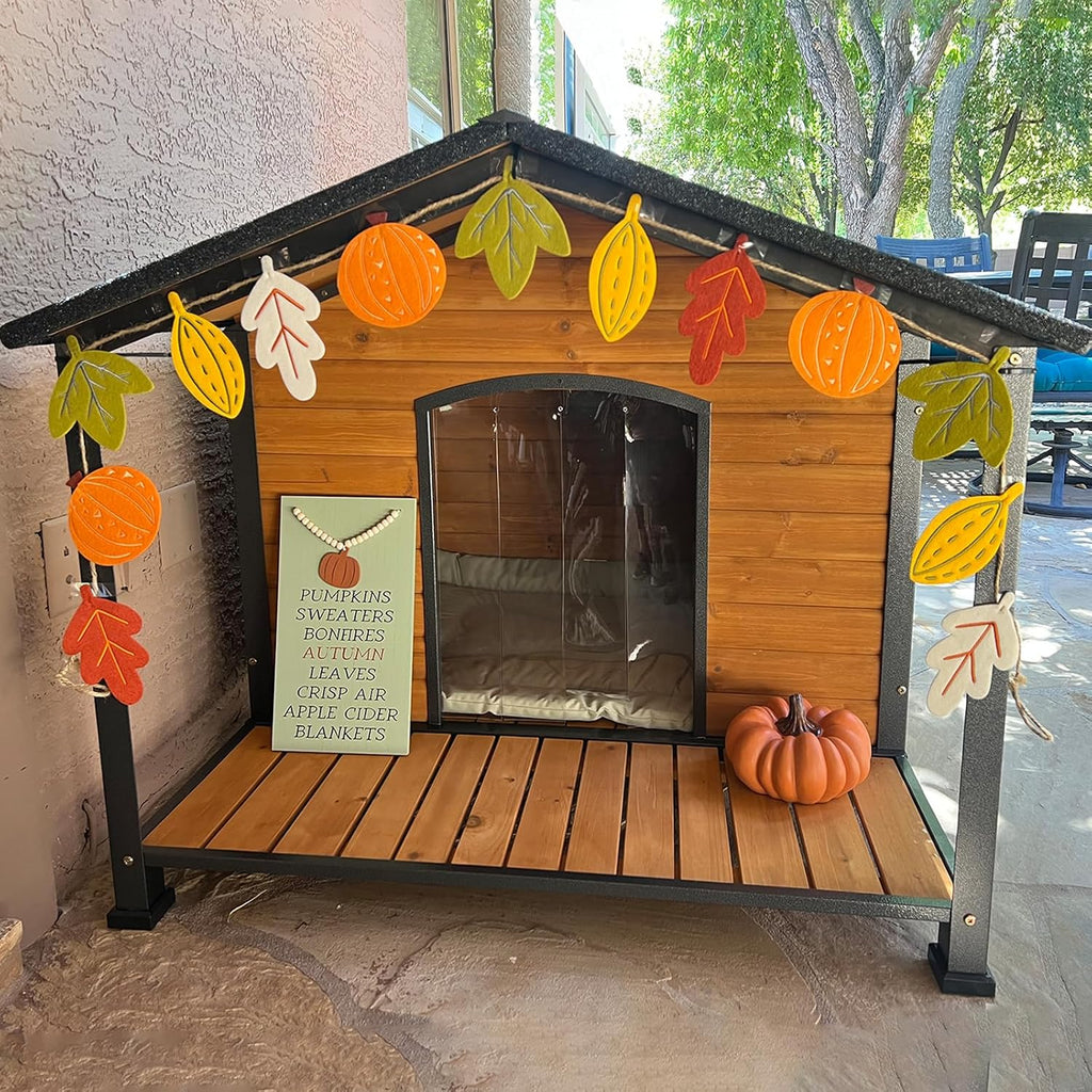 Outdoor Dog House with Chewproof Strong Metal Frame Outside Dog Kennel Weatherproof for Medium to Large Dogs, (41.5"