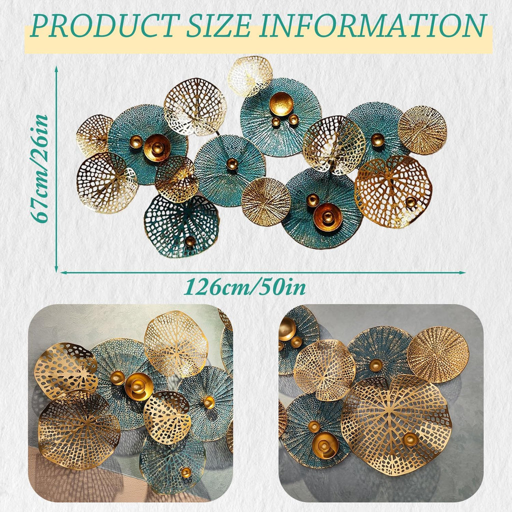 Large Metal Wall Art, 50"x26" Metal Lotus Leaf Flower Wall Decor