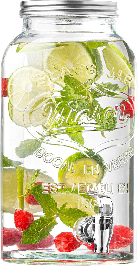 Mason Jar Drink Dispenser with Stand, 1 Gallon Glass