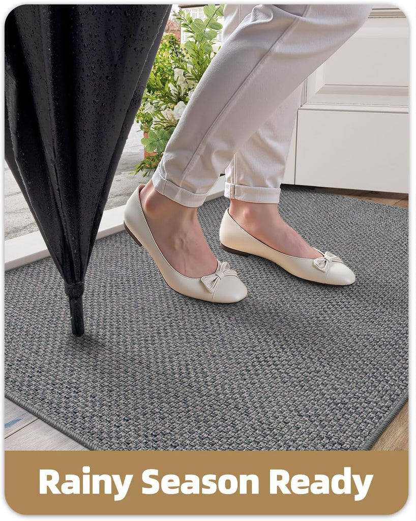 Ultra-Thin Indoor Door Mat Entrance, 32"x48"Heather LightGrey