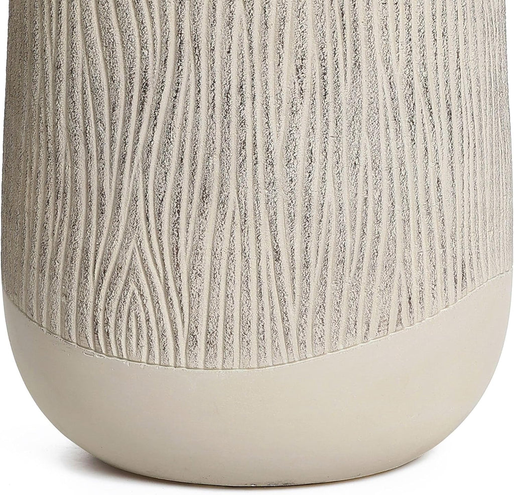 LuxenHome Blended Tan 27" Tall Plant Pot, Large Garden Pot for Plants | With Drainage Hole and Plug, Textured Finish