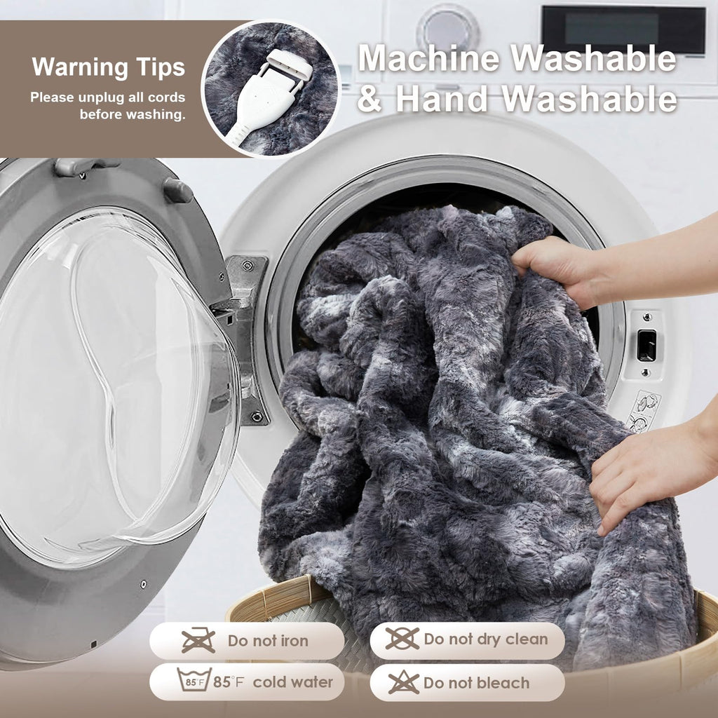 Heated Blanket Throw, Soft Electric Blanket 50x60in, Grey