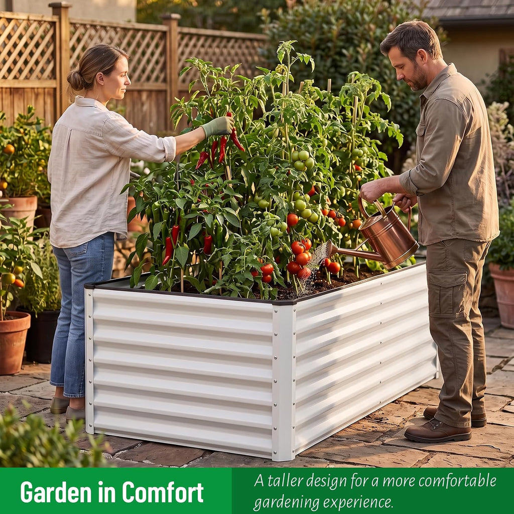 Galvanized Raised Garden Bed 6x3x2FT Outdoor Large Metal Planter Box Steel Kit for Planting Vegetables, Flowers