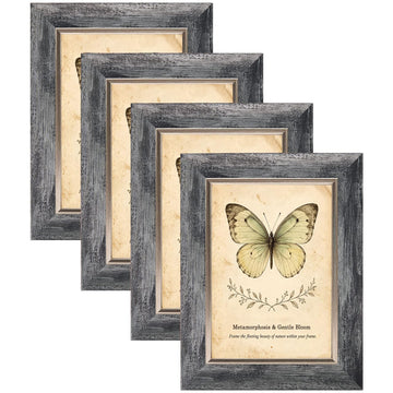 5x7 Picture Frames Set of 4, Rustic Retro Photo Frame(Grey)