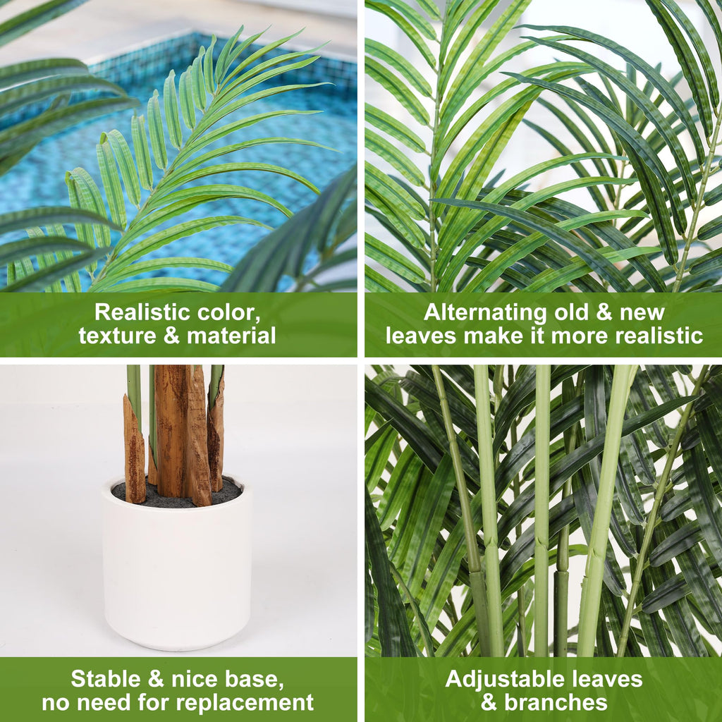 Artificial Palm Tree 7.2Ft Tall Large Fake Plant Indoor Decorative Faux Silk Green Potted Plants Living Room Outdoor