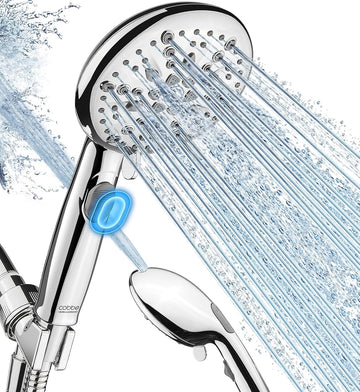 9-Function Shower Head with Built-in Power Spray, 1.8 GPM Water Saving ON/OFF Toggle Switch