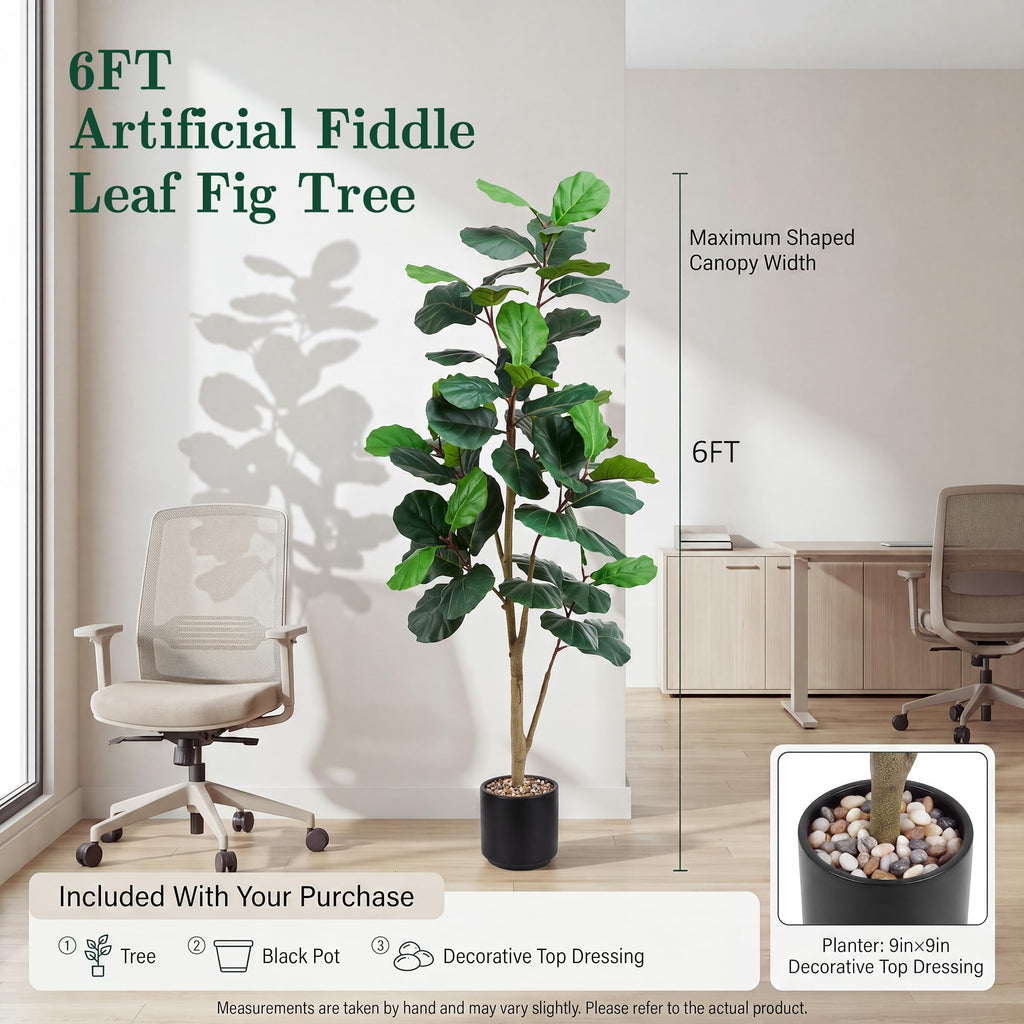Artificial Fiddle Leaf Fig Tree 6FT with Tall Exquisite Planter