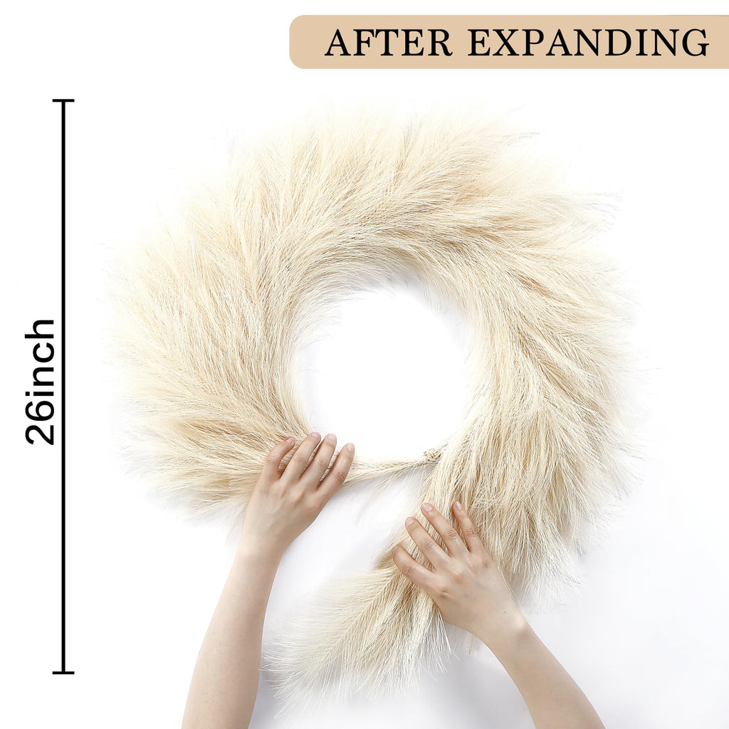 Pampas Grass Wreath 26'' Faux Pampas Wreath for All Seasons Artificial Pampas Wreath Christmas Decor Boho Wall Decor