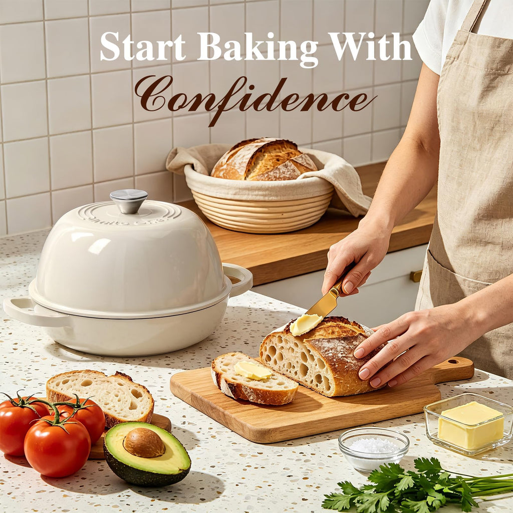 6QT Enameled Cast Iron Dutch Oven for Bread Baking