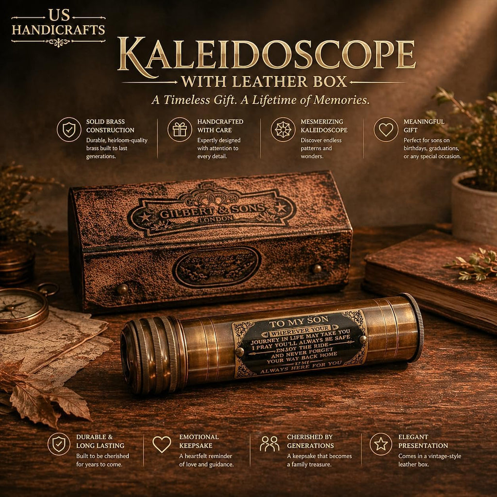Handcrafted Brass Kaleidoscope - Vintage Nautical Collectible Gift for Adults & Collectors - Sentimental Keepsake