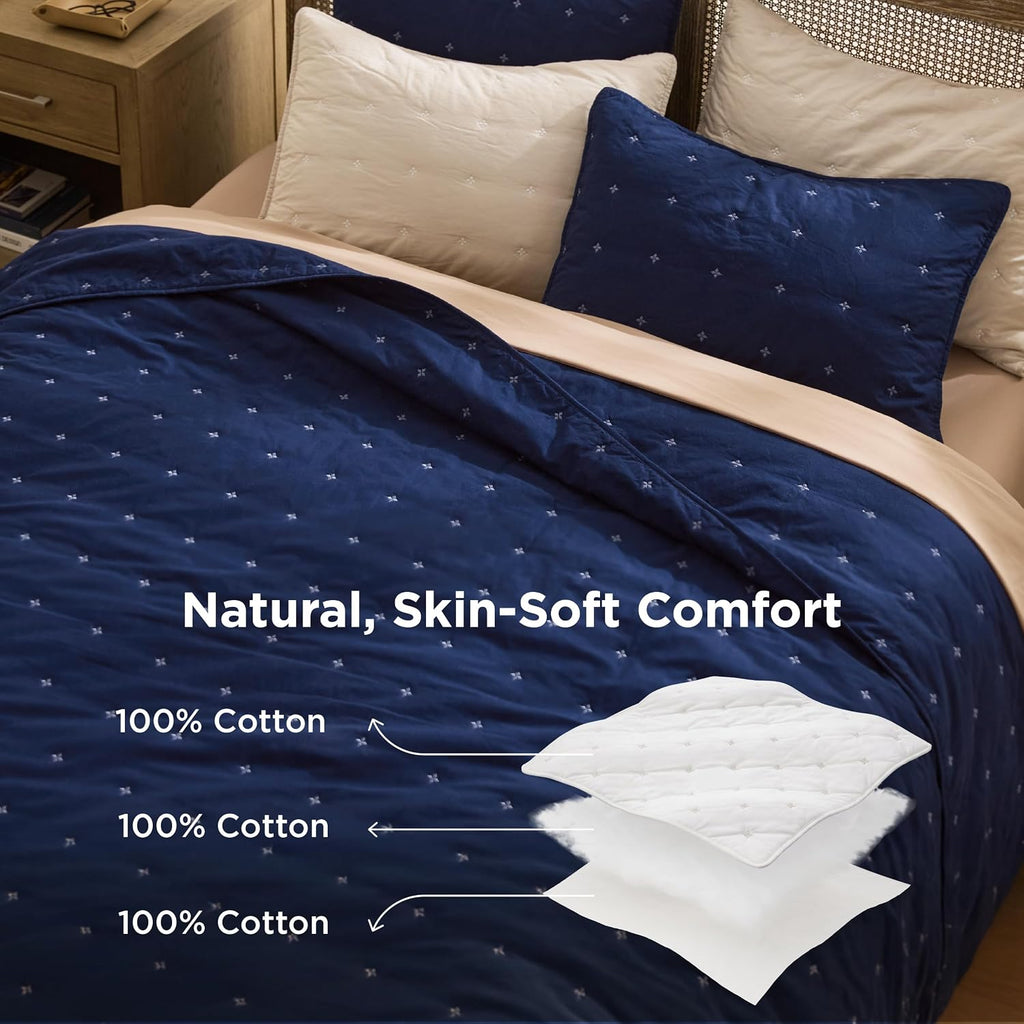 100% Cotton Quilt Set - King Bedspread, Lightweight Soft Bed Coverlet, PureWoven, 3-Piece Cozy Stitching Comforter
