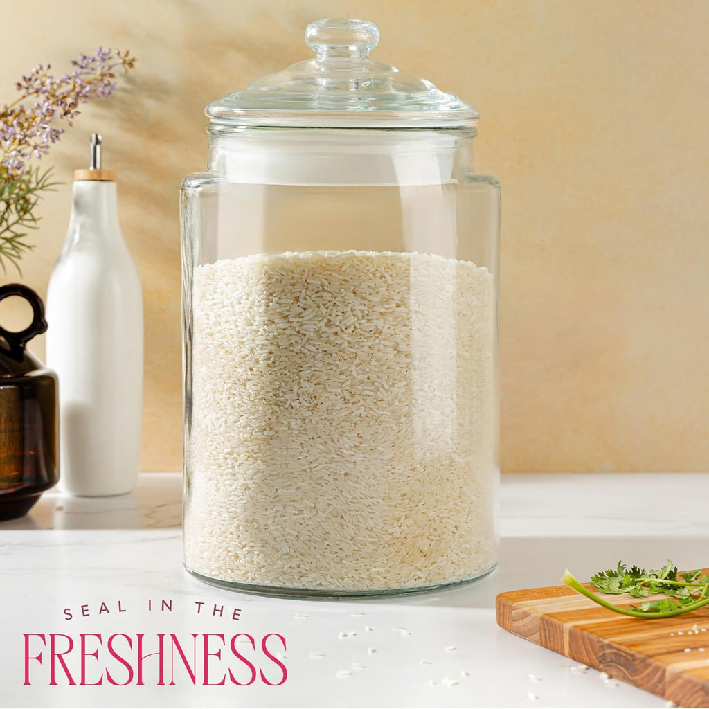 1.5 Gallon Glass Cookie Jar - Tall Food Storage Container with Airtight Lid - Large Kitchen Canister for Sugar