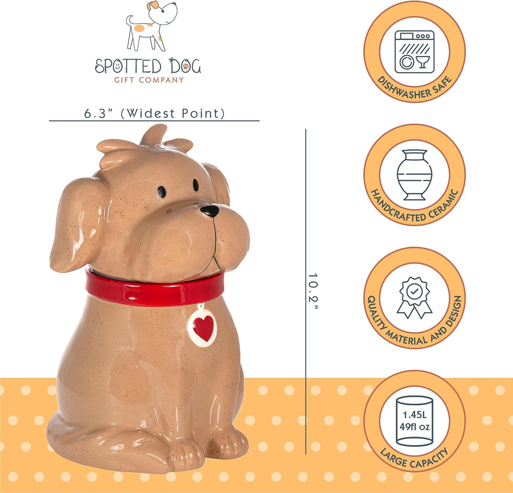 Ceramic Cookie Jar with Lid, Large Dog Treat Jar for Cookies & Biscuits, Cute Novelty Storage Container Counter