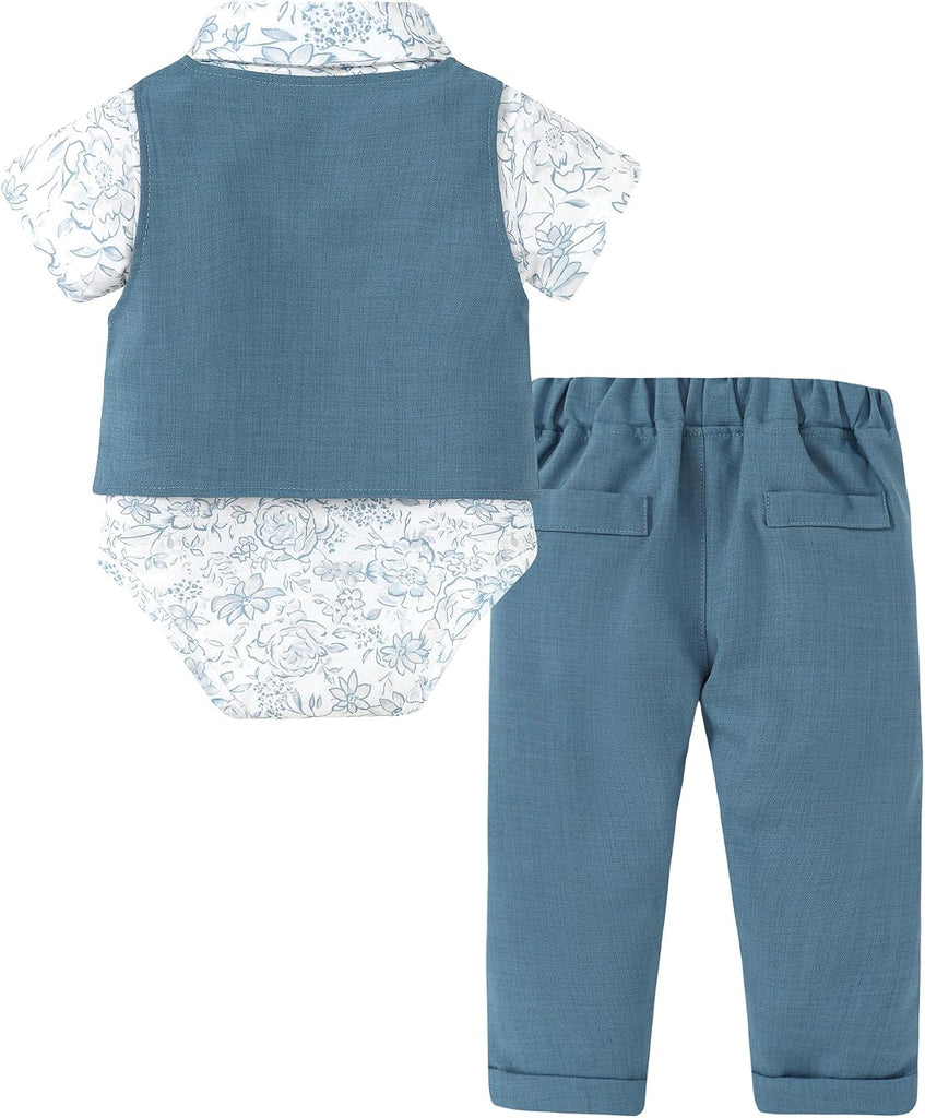 Baby Boy Clothes Suit Infant Boy Wedding Christening Outfits, 4Pcs Set Easter Baptism Outfits for Boys