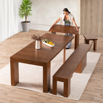 Solid Wood Extendable Dining Table, Brown
