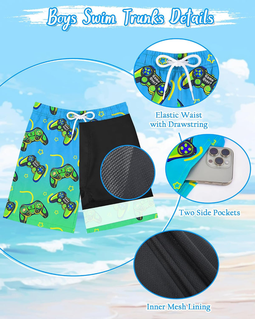 Boys Rash Guard Swim Set with Swim Trunks Bathing Suit Long Sleeve Swim Shirt Quick Dry Swimsuit Kids Swimwear Size