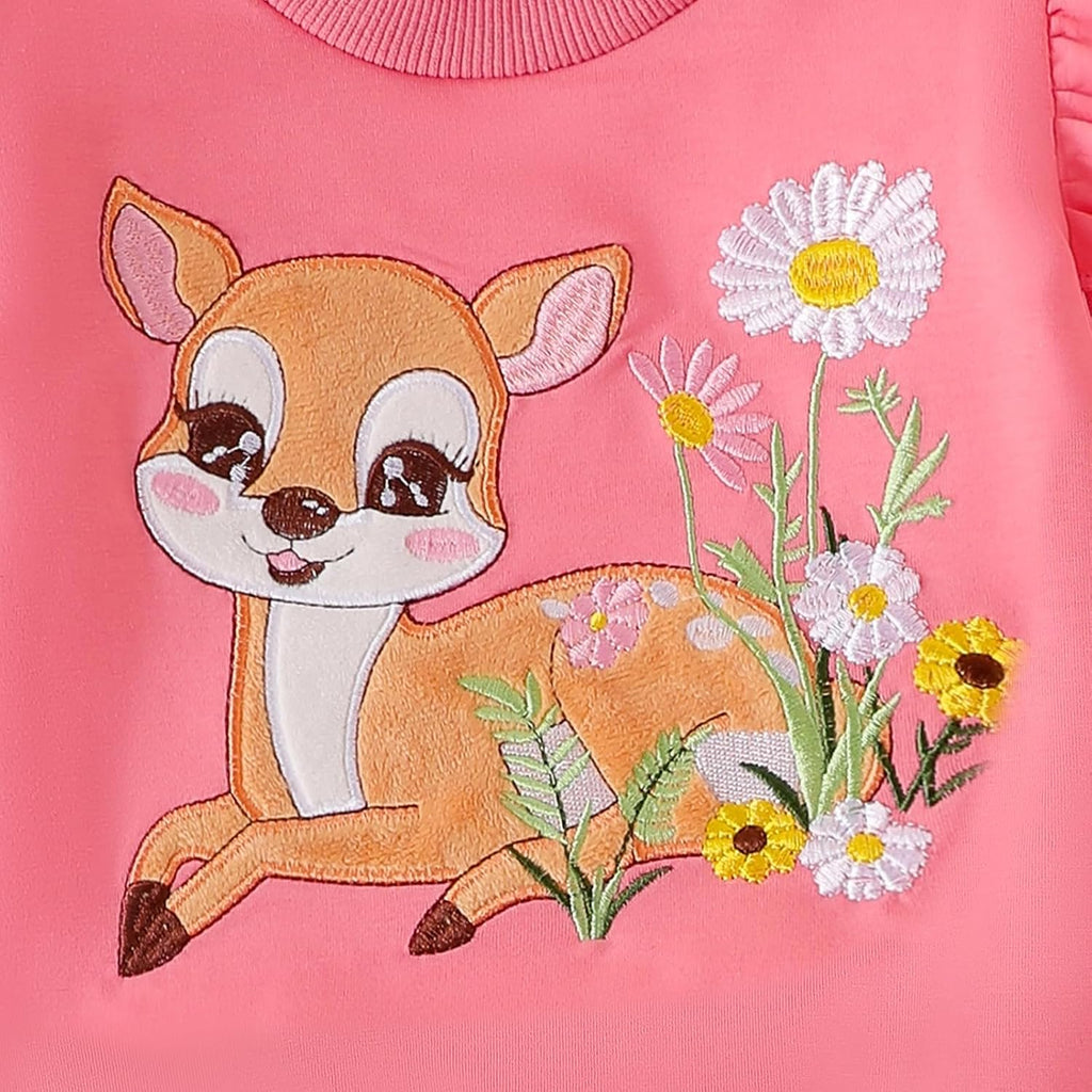 Toddler Clothes for Girls,2 Piece Animal Sweatshirt and Jeans