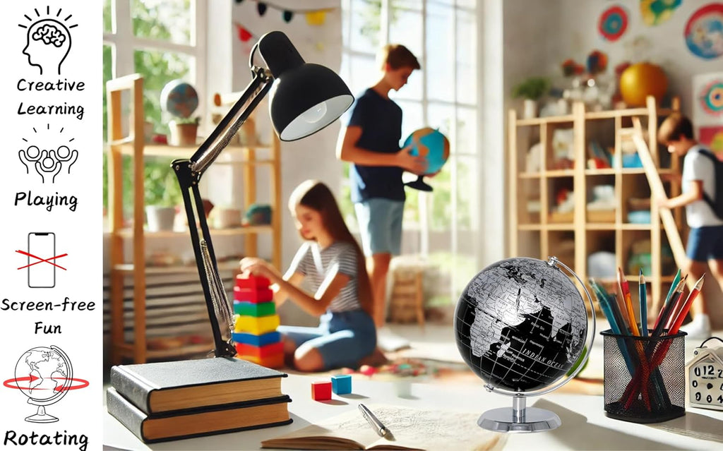 5.5 Inches Mini World Globe Black Rotating Desktop Globe