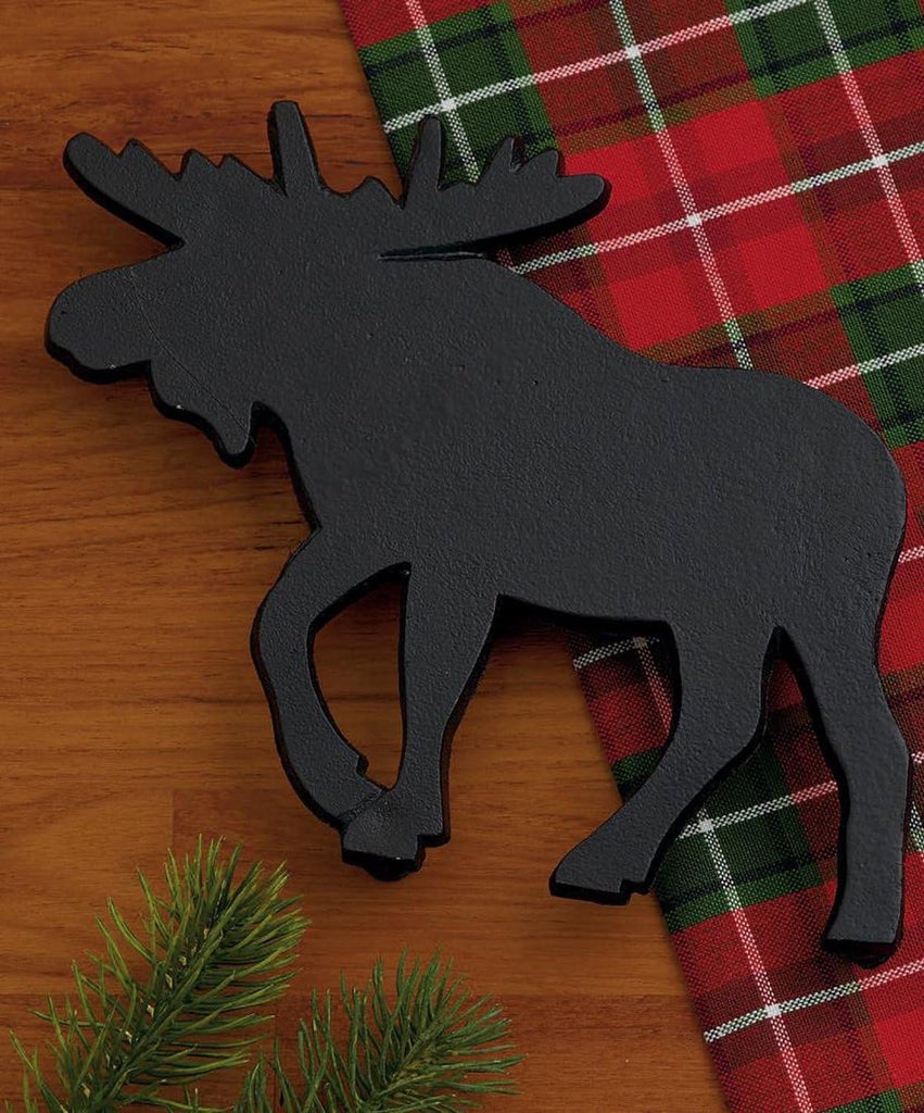 Moose Black Cast Iron Trivet, 8 x 8 Inch