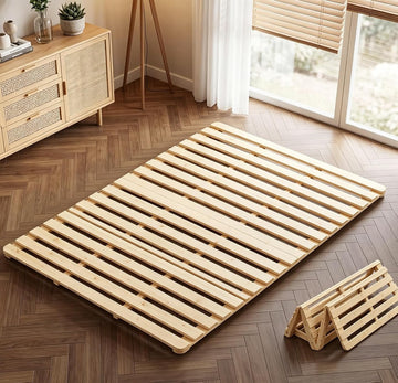 Floor Bed Frame, Foldable Japanese Tatami Bed Frame for Futon Mattress