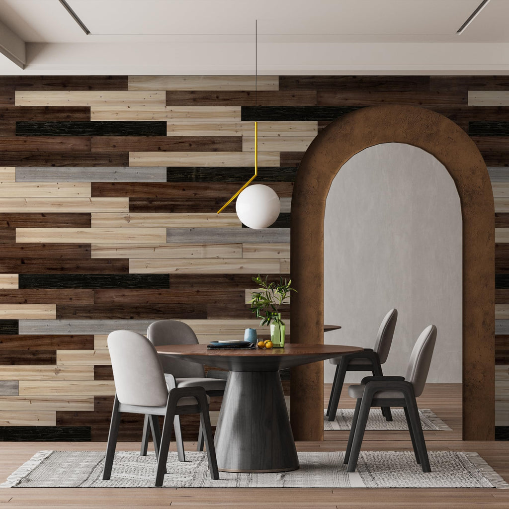 10-Pack Solid Pine Wall Planks, 47.25" x 4.75" Barn Wood Finish Rustic Real Wood Wall Panels for DIY Accent Walls &