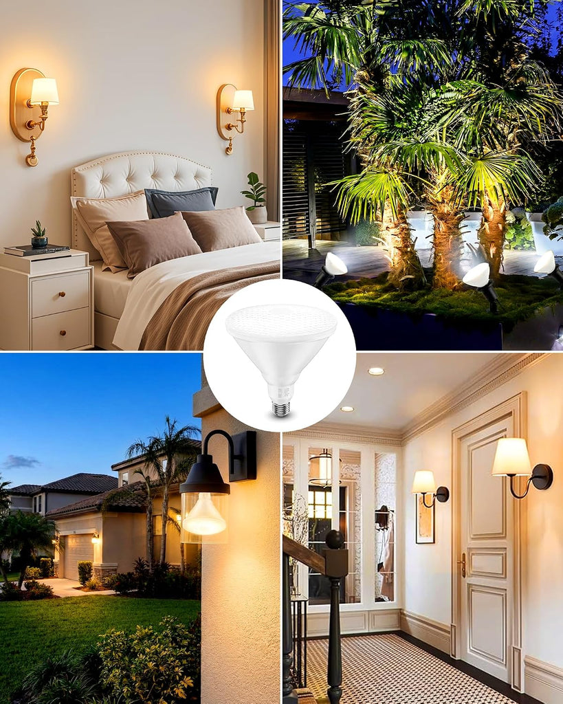 LED PAR38 Outdoor Flood Light Bulbs, RGBCW 5CCT, Not Dimmable, 4-Pack