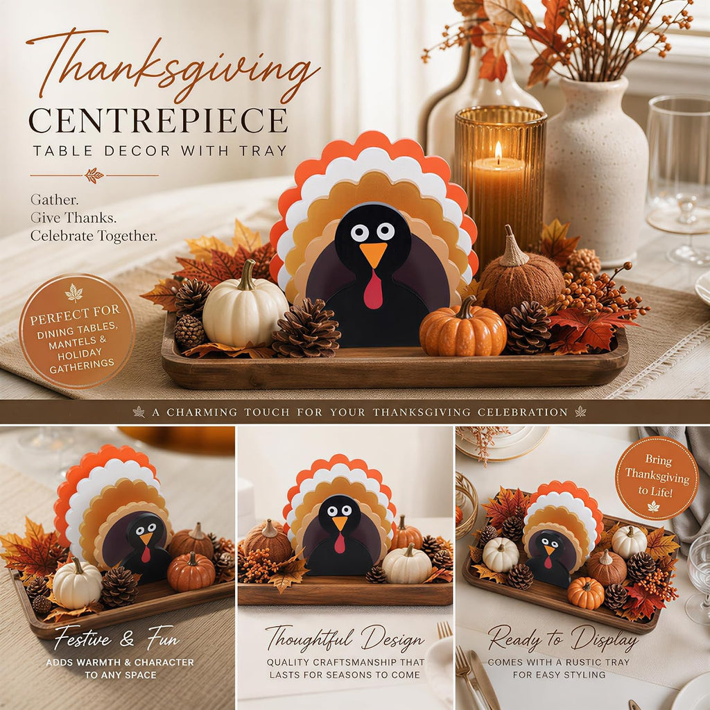 Stackable Wooden Fall Table Turkey Decor
