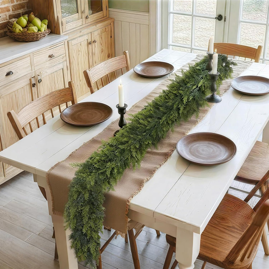 6 Ft 2 Pcs Christmas Garland, Realistic Cedar Garland